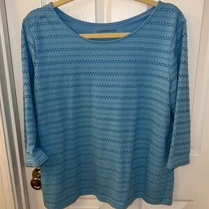 Croft & Barrow Stretchy Blue Eyelet Top Sz Lg